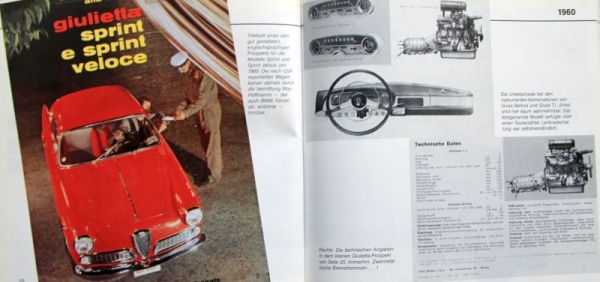 Zeichner "Alfa Romeo Giulia, Giulietta Sprint Spider" Alfa Romeo Historie 1989 (8240)